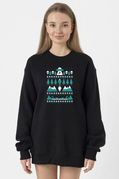 Paranormal Christmas Siyah Kadın 2ip Sweatshirt ürün görseli 1