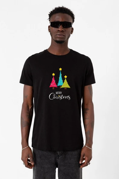 Merry Christmas Siyah Erkek Tshirt ürün görseli 1