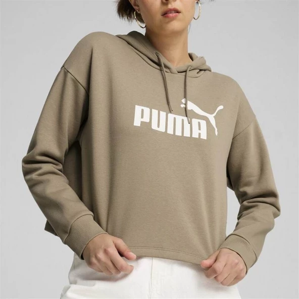 Puma Ess Cropped Logo Hoodie Oak Branch Kadın Spor Sweatshirt - 586869 67 ürün görseli 1