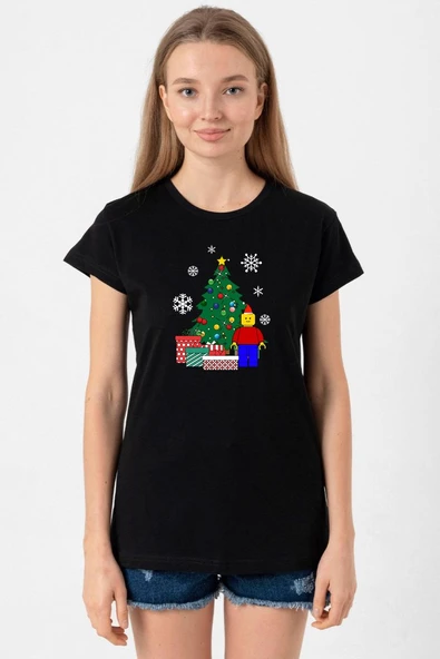 Lego Man Christmas Siyah Kadın Tshirt ürün görseli 1
