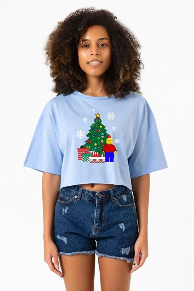 Lego Man Christmas Bebe Mavi Kadın Crop Tshirt ürün görseli 1
