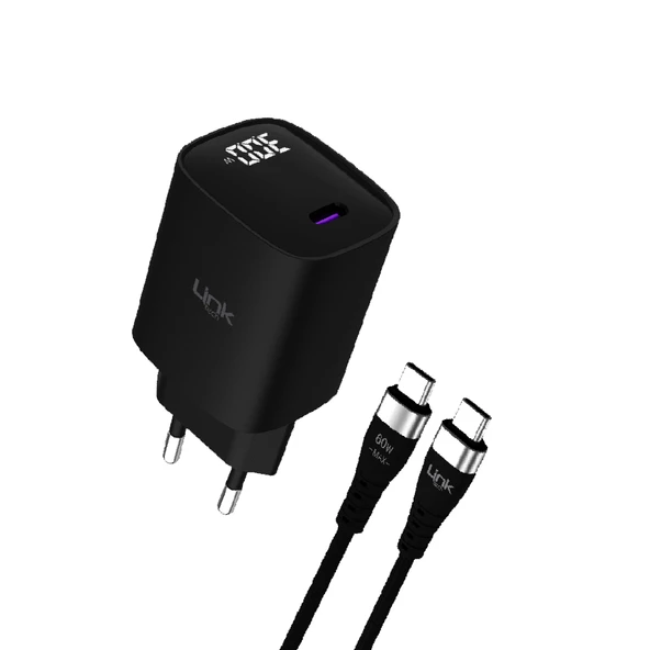 LinkTech G847 Premium 30W QC4.0 GaN Type-C Kablolu Şarj Aleti Set ürün görseli 1