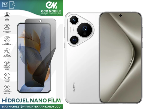 Huawei Pura 70 Pro ile Uyumlu Hidrojel Nano Ekran Koruyucu Film HAYALET(Privacy) ürün görseli 1