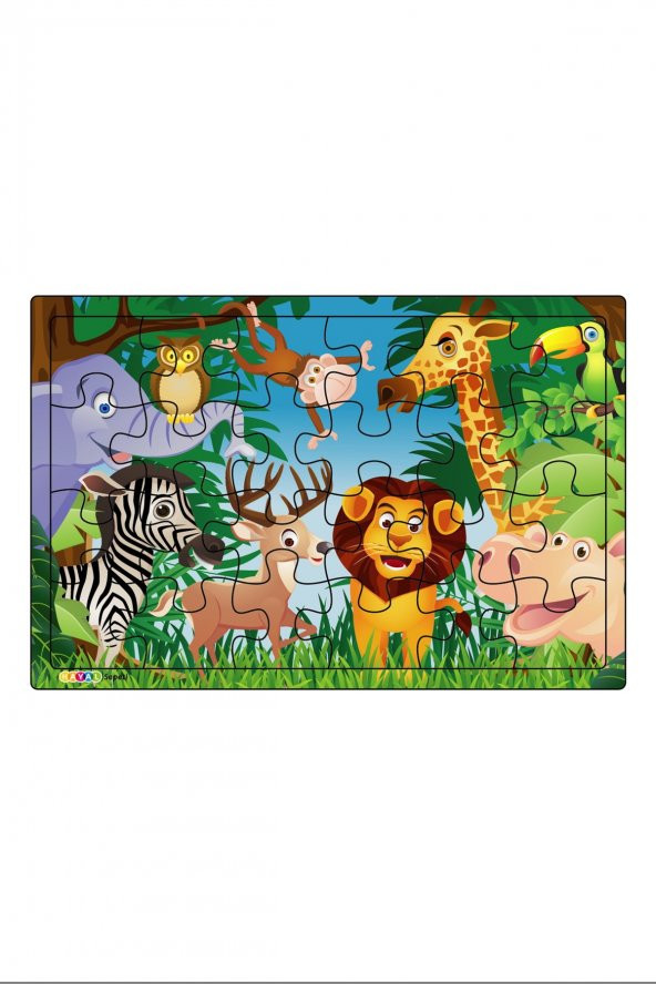 Aslan Kıral ve Arkadaşları  3-9 Yaş için 24 Parçalı Ahşap Puzzle Yapboz ürün görseli 1
