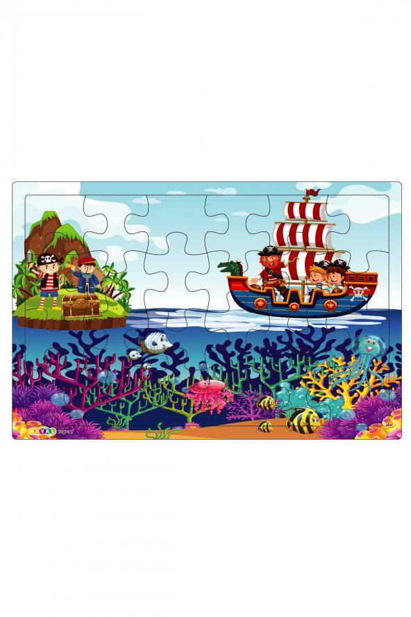 Korsan Çocuklar  3-9 Yaş Çocuklar için 24 Parçalı Ahşap Puzzle Yapboz ürün görseli 1