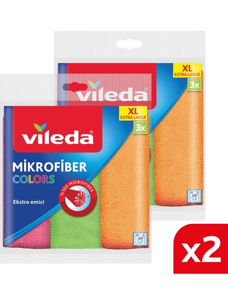 Vileda Temizlik Bezi Mikrofiber 3 Lü Colors XL 36x34 Cm x 2 Adet ürün görseli 1