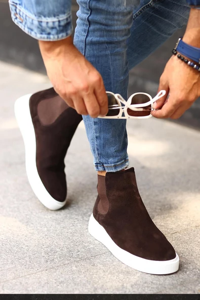 Shoetyle - Kahverengi Hakiki Deri Süet Erkek Chelsea Bot   250-041 ürün görseli 1