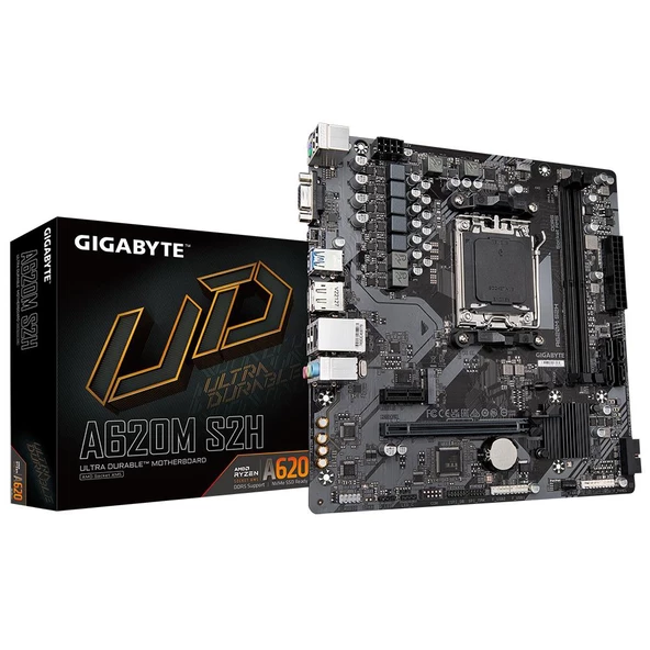 GIGABYTE A620M-S2H DDR5 HDMI DP PCIe 16X v4.0 AM5 mATX ürün görseli 1