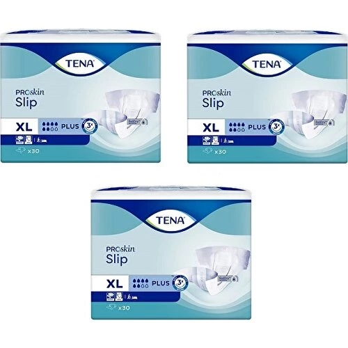 Tena Proskin Slip Plus 6 damla Ekstra Büyük Boy Xlarge Belbantlı Hasta Bezi 30'lu 3 paket / 90 adet ürün görseli 1