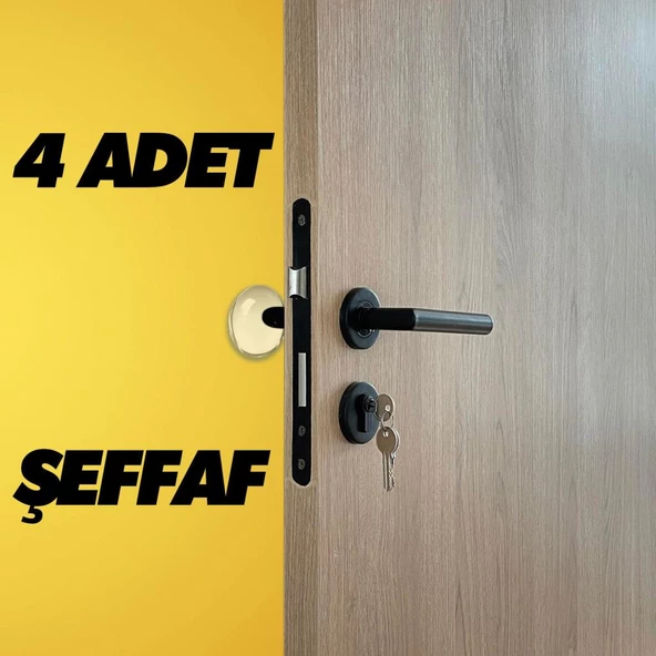 Yapışkanlı Kapı Stoperi Kapı Kolu Çarpma Engelleyici Şeffaf 4Adet - Resim 3