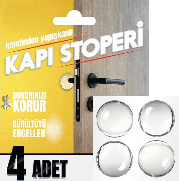 Yapışkanlı Kapı Stoperi Kapı Kolu Çarpma Engelleyici Şeffaf 4Adet ürün görseli 1