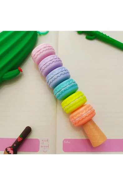 Makaron Şeklinde Pastel Fosfor Kalem 6'lı ürün görseli 1