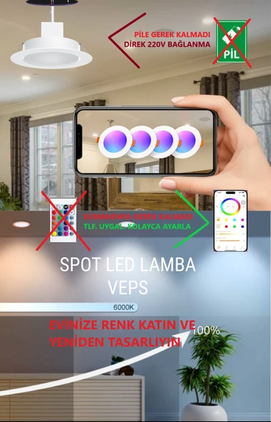 Spot GÖVME LED Lamba, Benzersiz Çok Renkli , Bluetooth, Echo ''Alexa'' Özellikli. 95-110 Mm ürün görseli 1