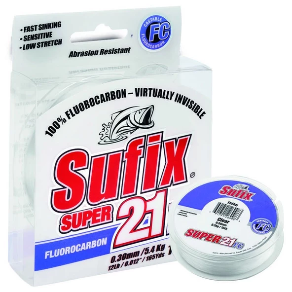 Sufix Süper 21 0.30mm 100m Clear Fluorocarbon Misina 7.5kg Çeker ürün görseli 1