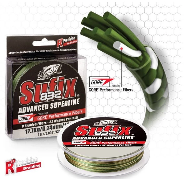 Sufix 832 Advanced 0.20 mm 120m Camo 8 Kat İp Misina 13.5kg Çeker ürün görseli 1