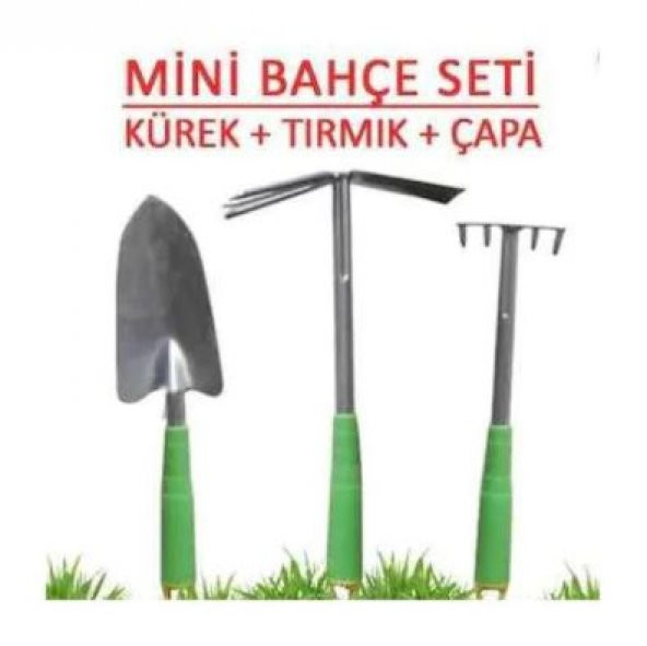 3lü Bahçe Seti Tırmık Çapa Kürek Mini Bahçe Seti ÜCRETSİZ KARGO ürün görseli 1