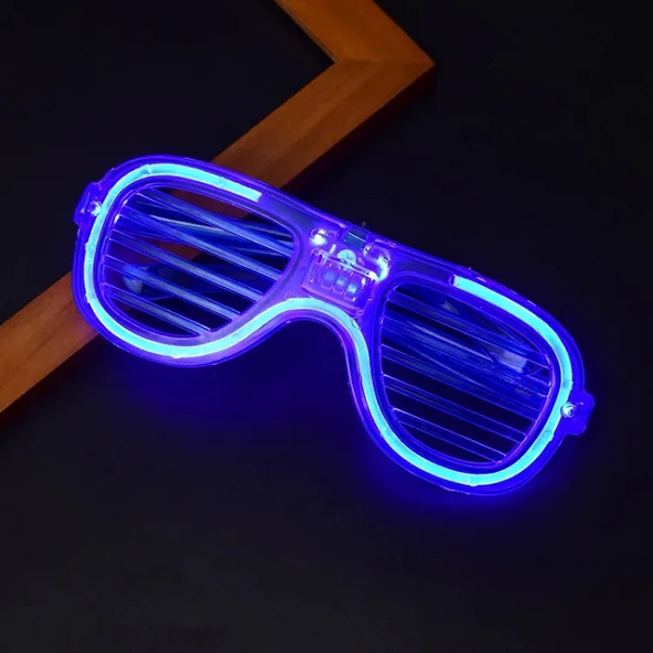 CHRİSTMAS BLUE LED LİGHT PARTY GLASSES MAVİ LED IŞIKLI GÖZLÜK YILBAŞI PARTİ GÖZLÜĞÜ PANJUR GÖZLÜK ürün görseli 1