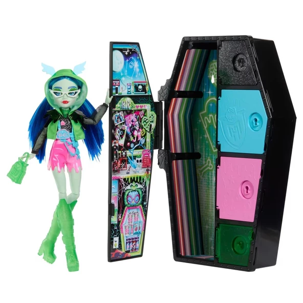 Orjinal Monster High Bebekleri Gizemli Arkadaşlar Neon Monster High Seri 3 Bebekleri Ghoulia ürün görseli 1