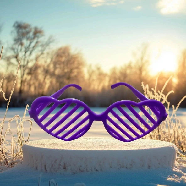 CHRİSTMAS PARTY PURPLE GLASSES KALPLİ MOR PARTİ GÖZLÜĞÜ MOR PANJUR GÖZLÜK MOR YILBAŞI PARTİ GÖZLÜĞÜ ürün görseli 1