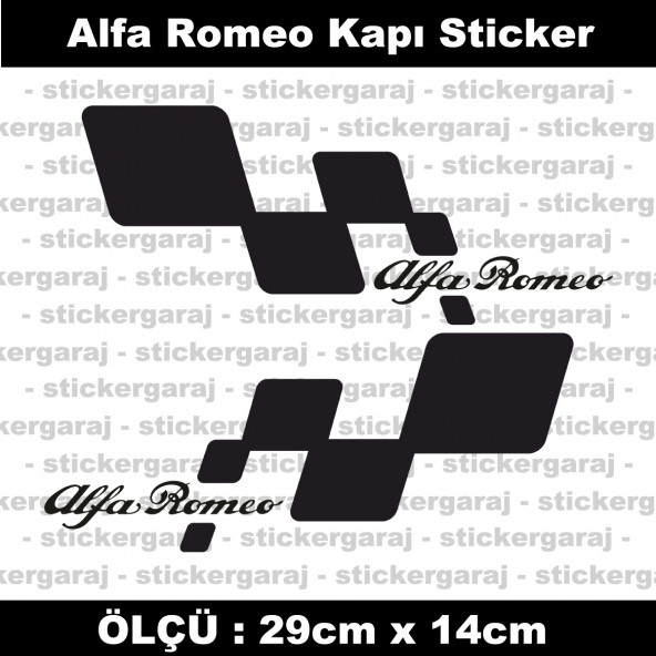 Alfa romeo sticker yan kapı şerit tuning model set etiket 2li siyah ürün görseli 1