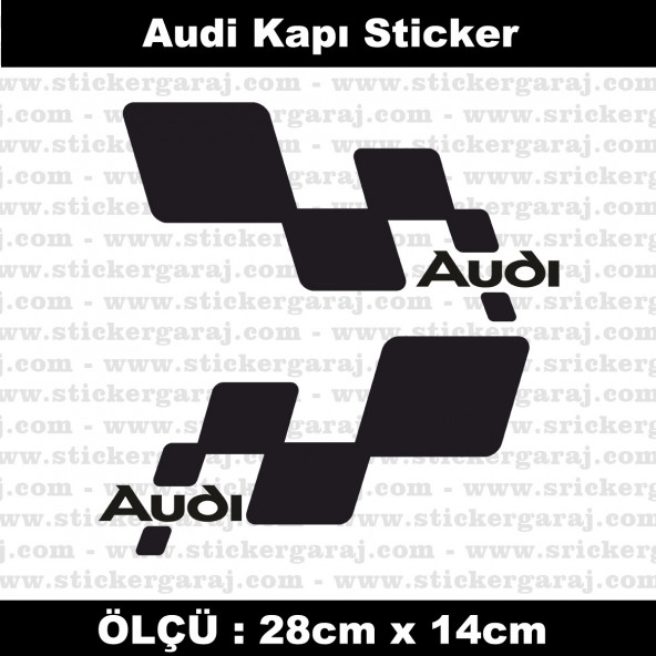 Audi sticker yan kapı şerit tuning model set etiket 2li siyah ürün görseli 1