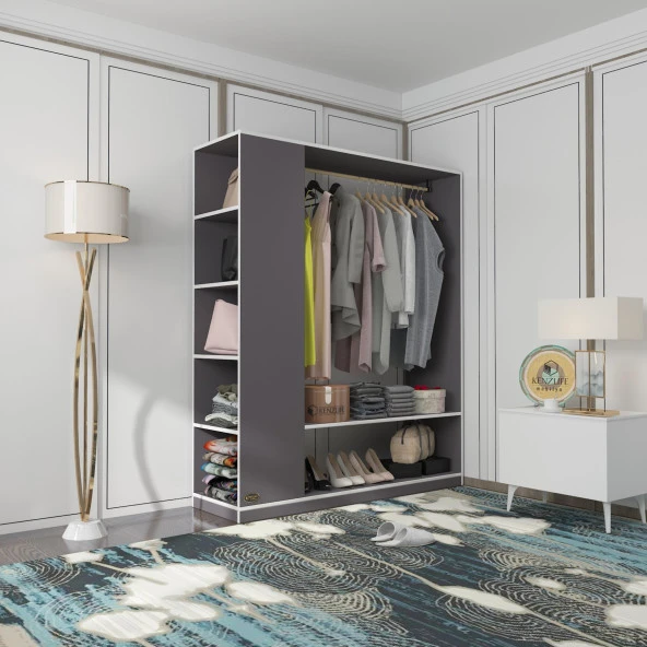 Kenzlife giysi dolabı abdullah 180*150*45 gri gardırop ürün görseli 1