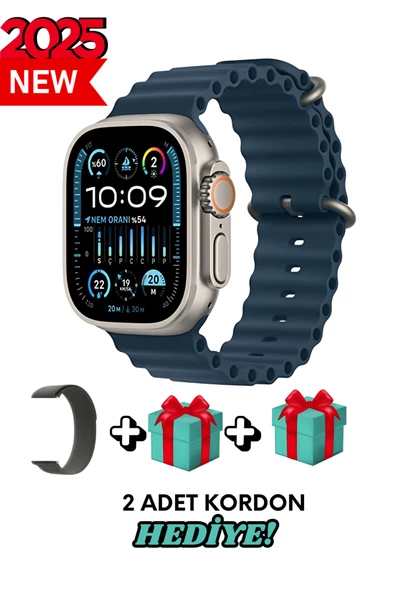 Apple iPhone 14 Uyumlu Akıllı Saat Watch ULTRA2 49MM Kordon Hediyeli - Son Versiyon ürün görseli 1