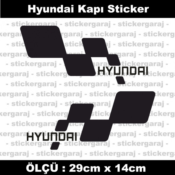 Hyundai sticker yan kapı şerit tuning model set etiket 2li siyah ürün görseli 1