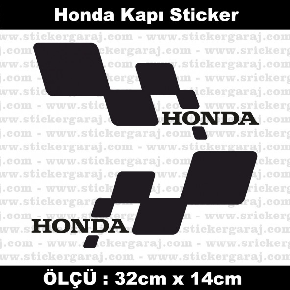 Honda sticker yan kapı şerit tuning model set etiket 2li siyah ürün görseli 1