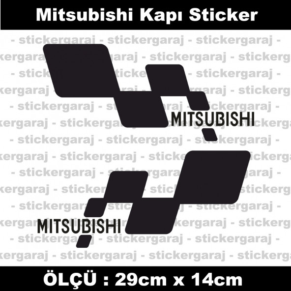 Mitsubishi sticker yan kapı şerit tuning model set etiket 2li siyah ürün görseli 1