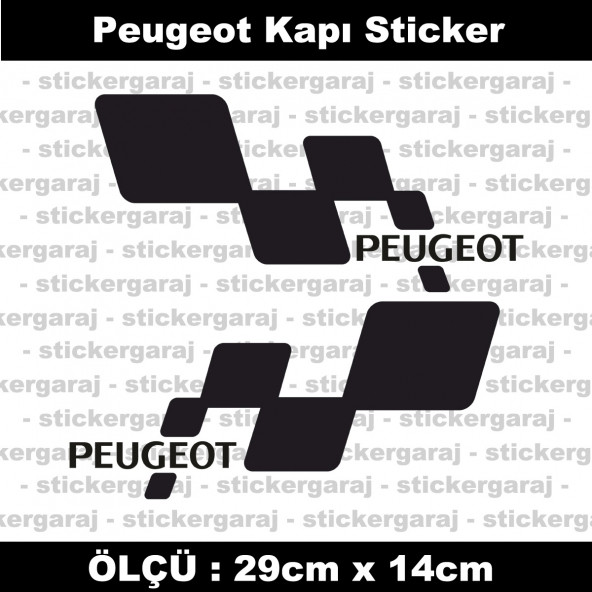 Peugeot sticker yan kapı şerit tuning model set etiket 2li siyah ürün görseli 1