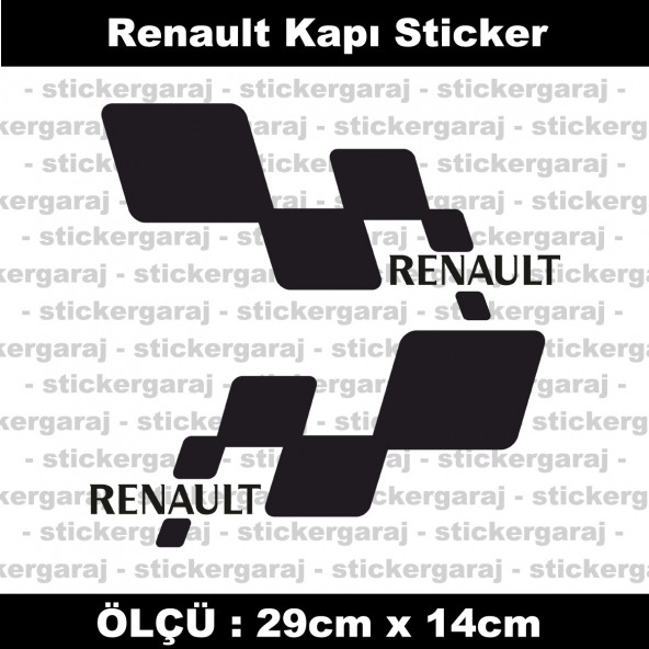 Renault sticker yan kapı şerit tuning model set etiket 2li siyah ürün görseli 1
