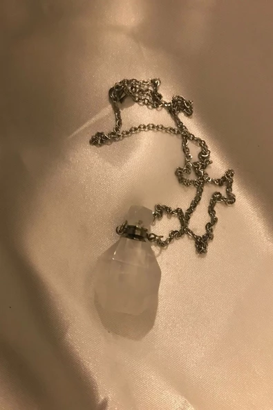 Kristal Kuvars Kolye Doğal Taş İksir Parfüm Şişe Kolye Kuvars Şans Taşı ürün görseli 1