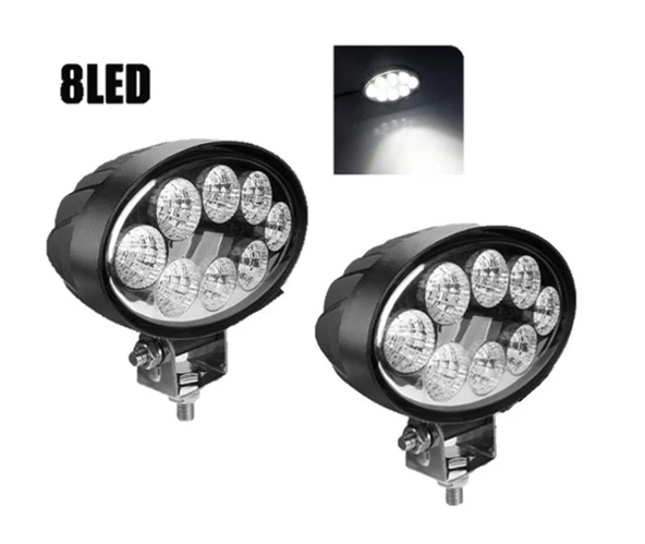 2 Adet 8 Power Ledli Oval 9-60 Volt 24w Ip67 Çalışma Lambası ürün görseli 1