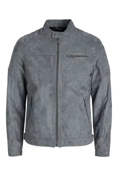 Jack Jones Erkek Sedona Sage Biker Yaka Ceket Sentetik Süet Görünümlü Şık Tasarım 12147218 ürün görseli 1