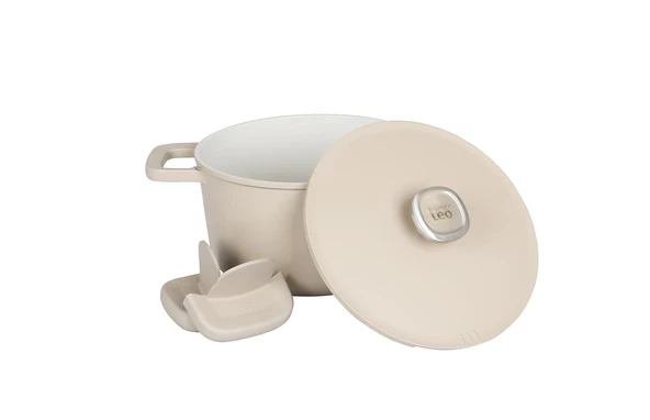 BergHOFF Leo Phantom Yapışmaz Kapaklı Derin Tencere Latte 24 cm 8501450 ürün görseli 1