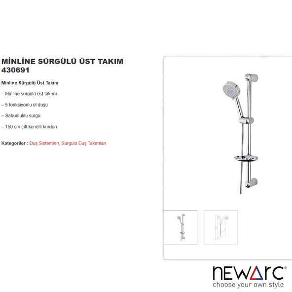 Newarc Minline Krom Banyo Üst Takımı 430691 - Resim 2