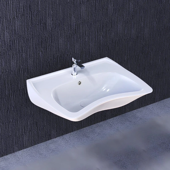 Turavit Bedensel Engelli Batarya Delikli Beyaz Lavabo 50x60 Cm ENG1601 ürün görseli 1