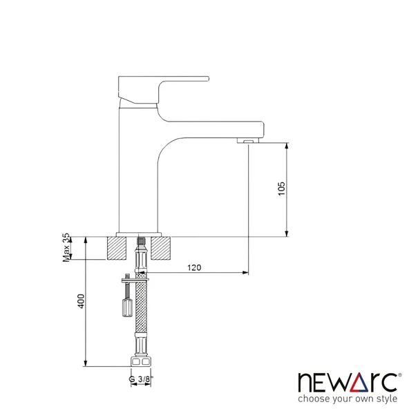 Newarc Drop Krom Lavabo Bataryası 241521 - Resim 3
