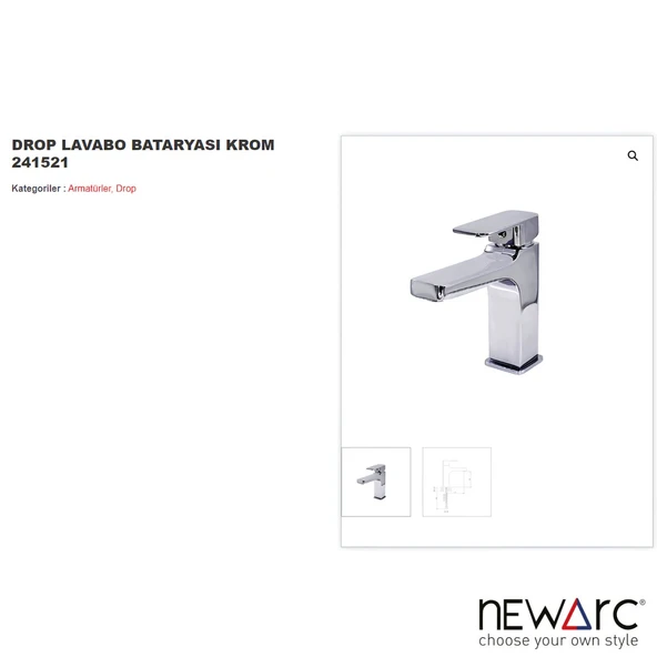 Newarc Drop Krom Lavabo Bataryası 241521 - Resim 2