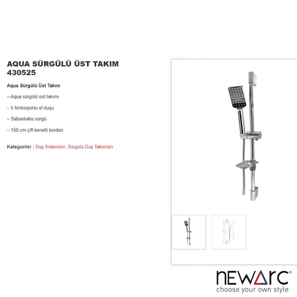 Newarc Aqua Krom Banyo Üst Takımı 430525 - Resim 2