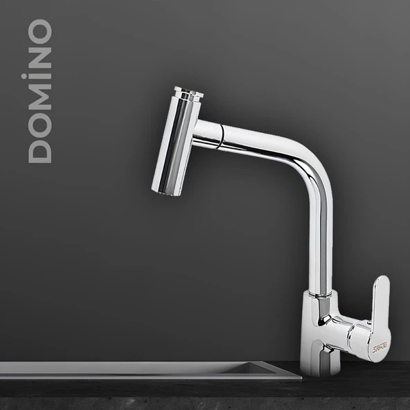 Newarc Domino Yüksek Spiralli Krom Eviye Bataryası 971591 ürün görseli 1