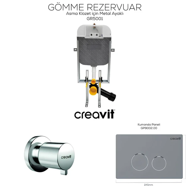 Creavit Terra Gömme Rezervuar Seti Asma Klozet Uyumlu 8 Cm GR5001-GP9002-MS.AC50L ürün görseli 1