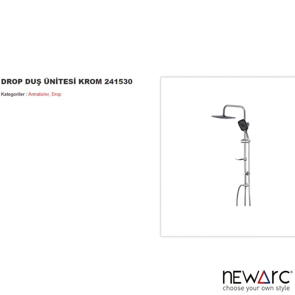 Newarc Drop Krom Duş Ünitesi 241530 - Resim 2