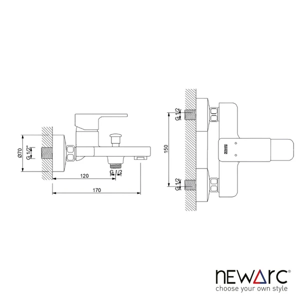 Newarc Drop Krom Banyo Bataryası 241511 - Resim 3