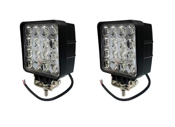 2 Adet 16 Led Kare 9-48 Volt 48 Watt Ip67 Çalışma Lambası ürün görseli 1