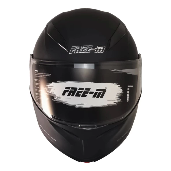 FREE-M 965 MAT SİYAH ÇENE AÇILIR KASK - Resim 3