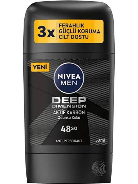 Nivea Men Erkek Stick Deodorant Deep Dimension 48 Saat Anti-Perspirant Koruma 50 ml ürün görseli 1