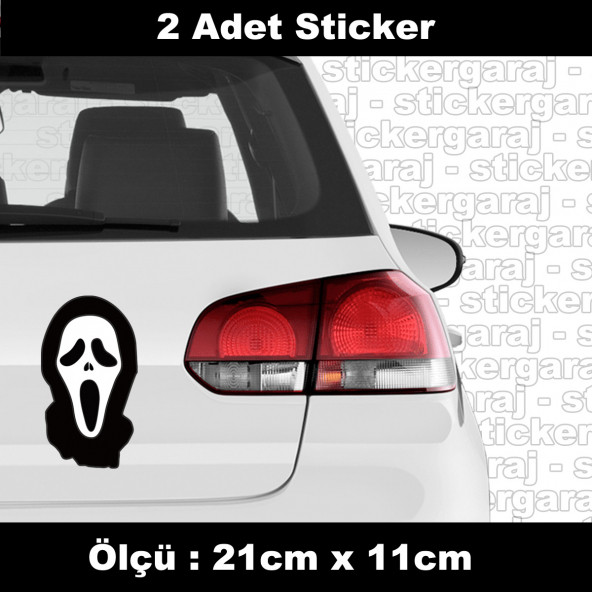 Mask korku çığlık sticker etiket -2 adet  araba kask motosiklet laptop tablet pc atv uyumlu sticker 2 adet ürün görseli 1