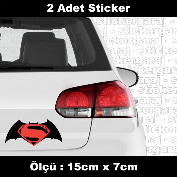 Batman süperman sticker etiket - 2 adet araba kask motosiklet laptop tablet pc atv uyumlu sticker 2 adet ürün görseli 1